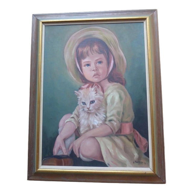 L. Palermo, The Crying Girl, 1971, Oil Painting For Sale
