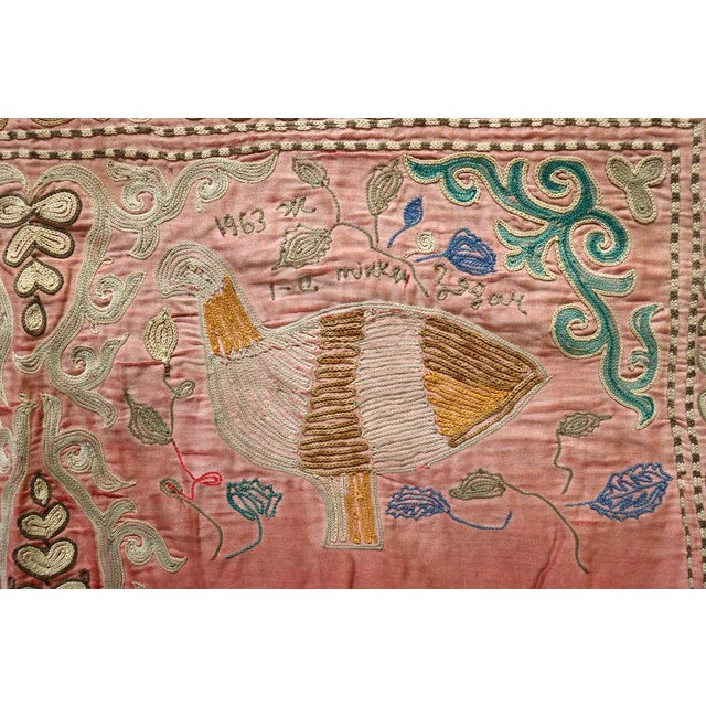 Vintage Kazakh Hand Embroidered Wall Hanging, 1950s For Sale - Image 15 of 17