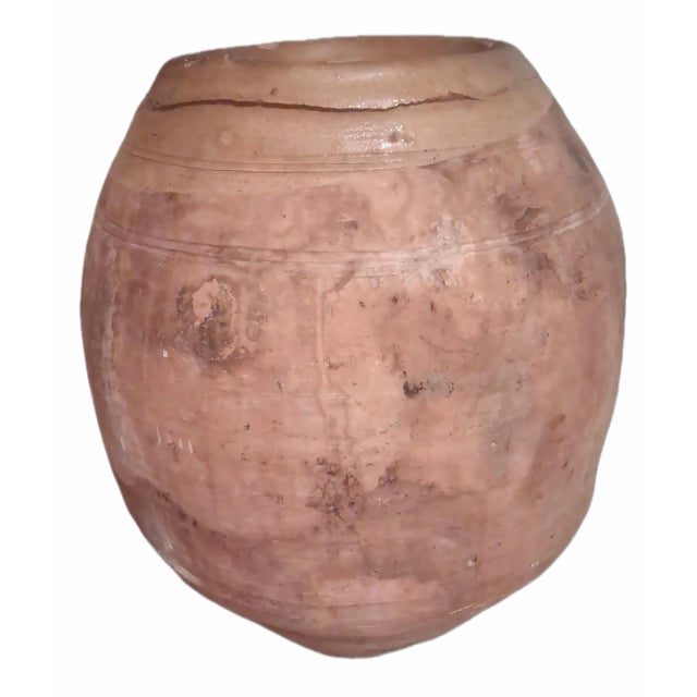 Antique Large Terracotta Olive Jar With Olive Green Glazed Rim - Rustic Stoneware Storage Vessel, 19th Century For Sale - Image 9 of 12