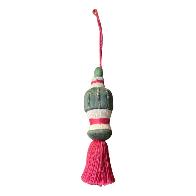 Furniture Bow Dark Pink and Dark Green Cotton Tassel by Miho For Sale