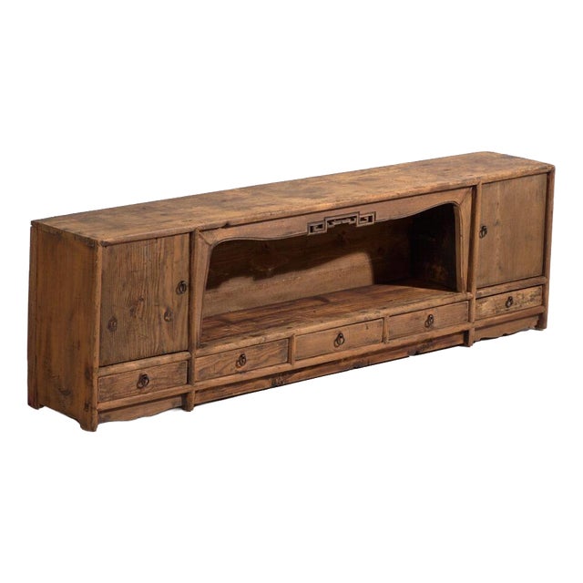 Low Antique Chinese Pine Sideboard For Sale