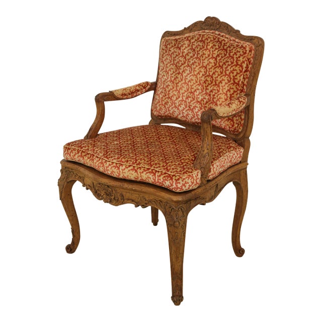 Vintage 1930s French Louis XV Carved Armchair For Sale