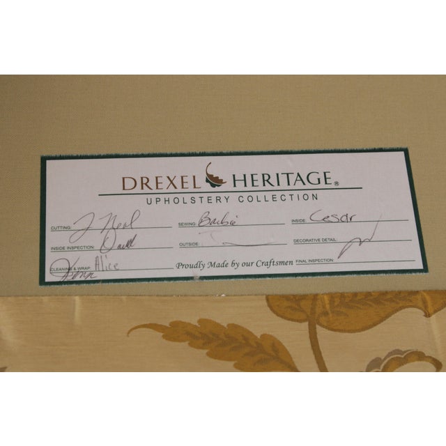 Pair of Drexel Heritage Upholstered Mahogany Slipper Chairs For Sale - Image 18 of 18