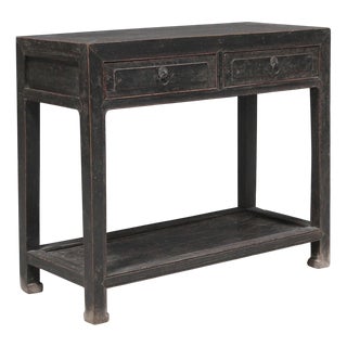 Black Lacquer Side Table with Drawers For Sale