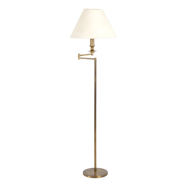 French Brass Floor Reading Lamp, 1970 For Sale