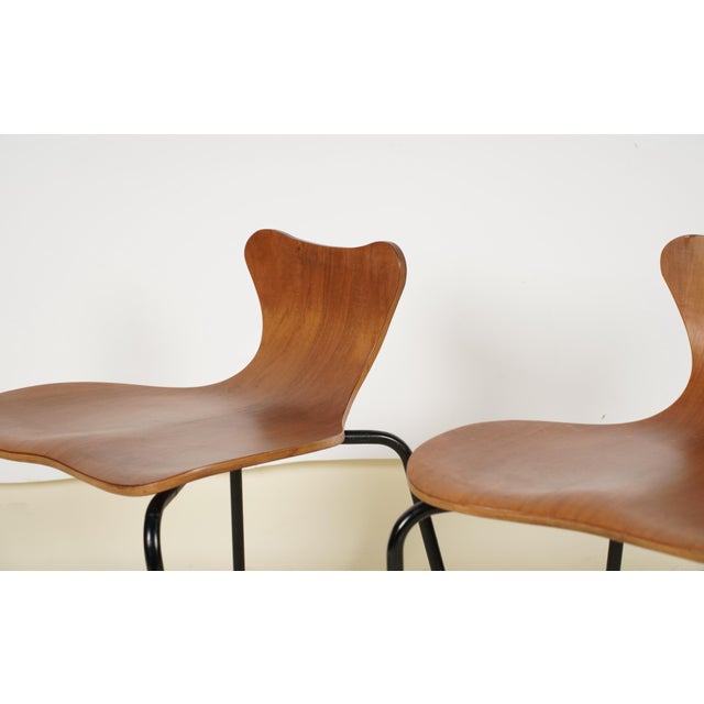 Contemporary A Modern Pair of Arne Jacobsen-Style Stools For Sale - Image 3 of 7