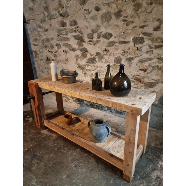French Workbench in Beech and Oak, 1900s For Sale - Image 15 of 18