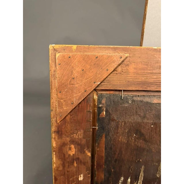 Ink Blue 19th Century European Alpine Landscape Oil on Board With Hand-Carved Gilt Frame, Circa 1870 For Sale - Image 8 of 13