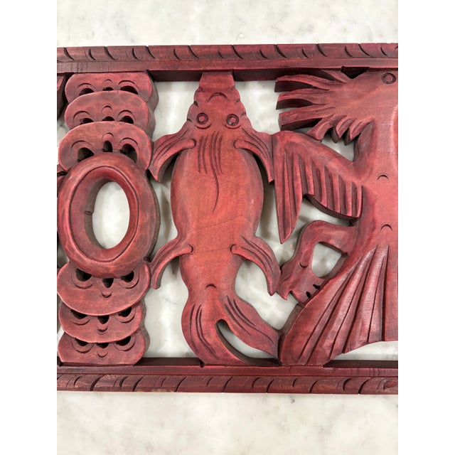 1990s Vintage Hand Carved Wooden Animal Wall Art for British Colonial, Palm Beach Regency, Native American & Chinoiserie - See Inspiration Photo For Sale - Image 5 of 7
