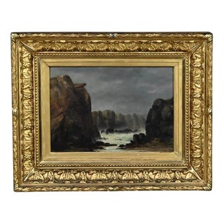 French School Artist, The Wild Coast of Belle-Île-en-Mer, 19th Century, Oil on Wood, Framed For Sale