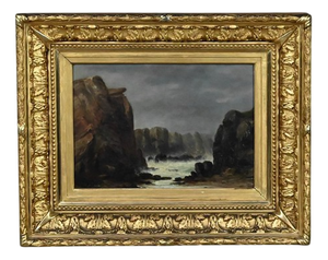 French School Artist, The Wild Coast of Belle-Île-en-Mer, 19th Century, Oil on Wood, Framed