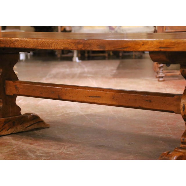 Wood Early 20th Century French Louis XIII Oak and Chestnut Monastery Dining Table For Sale - Image 7 of 11