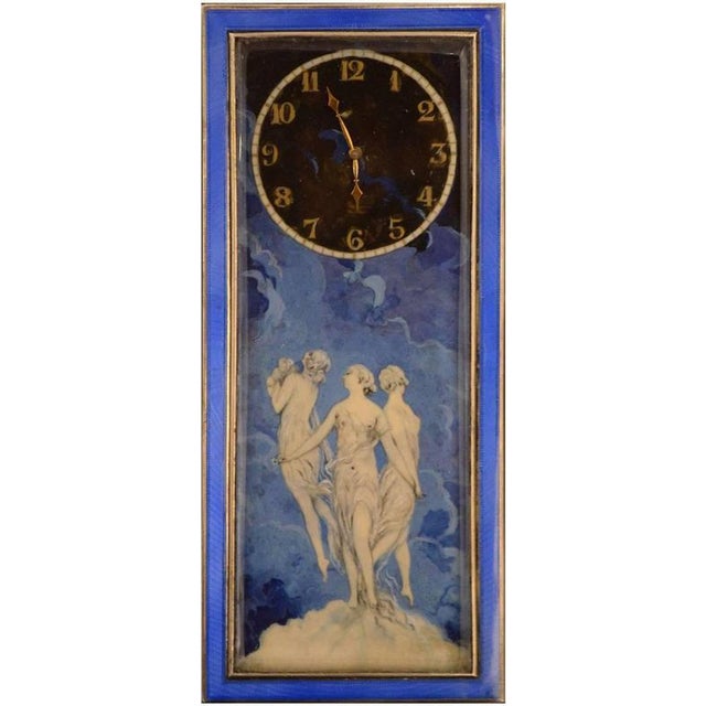 20th Century Art Nouveau Silver Clock with Blue Glaze For Sale - Image 5 of 5