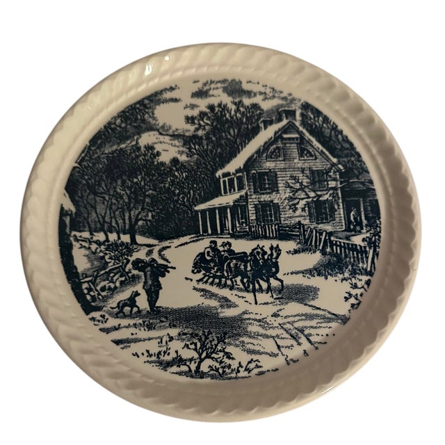 Vintage Currier and Ives Winter Scene Decorative Plates by Royal China - A Pair For Sale - Image 10 of 10