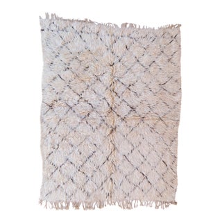 1980s Shaggy Moroccan Beni Ourain Rug - 7.1 X 5.7 Ft For Sale