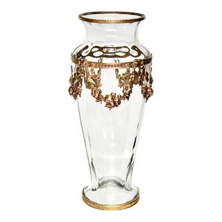 Large Late 19th Century Neoclassical French Ormolu & Crystal Vase For Sale