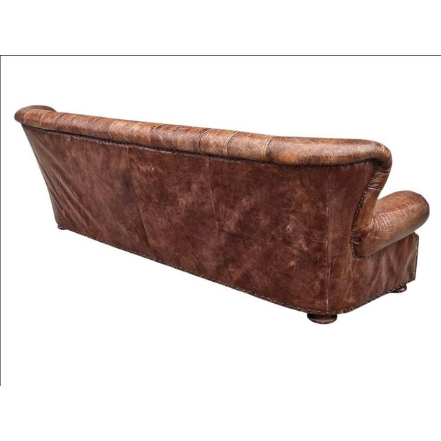 Restoration Hardware Leather Churchill Large Sofa For Sale - Image 10 of 18