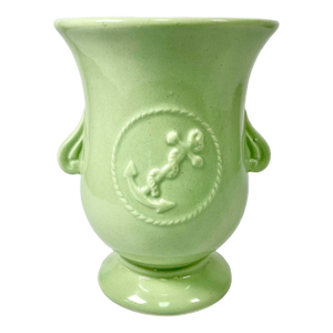 Early 20th C Antique Coastal Nautical Art Deco Anchor Roseville Craft Pottery Vase.