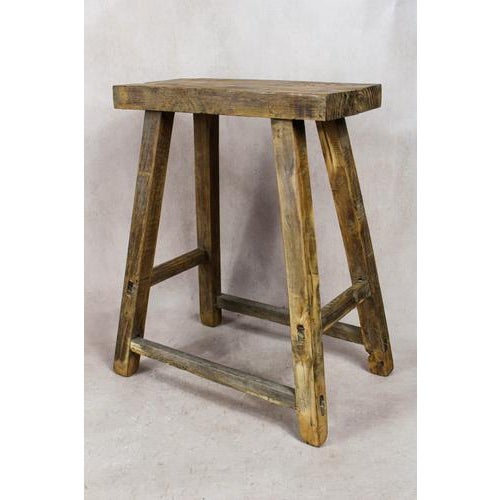 Rustic Vintage Rustic Elm Stool For Sale - Image 3 of 5