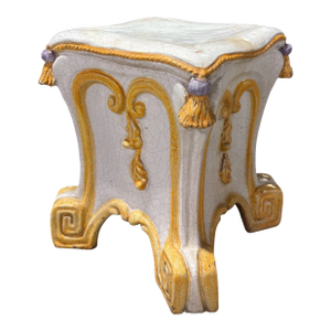Vintage Italian Majolica Pottery Neoclassical Style Garden Seat