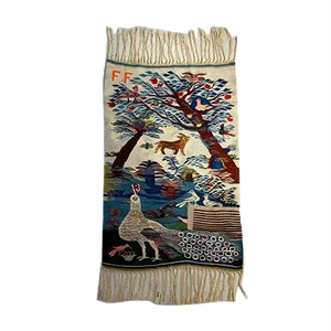 Vintage Wool Carpet with Figurative Decoration, France