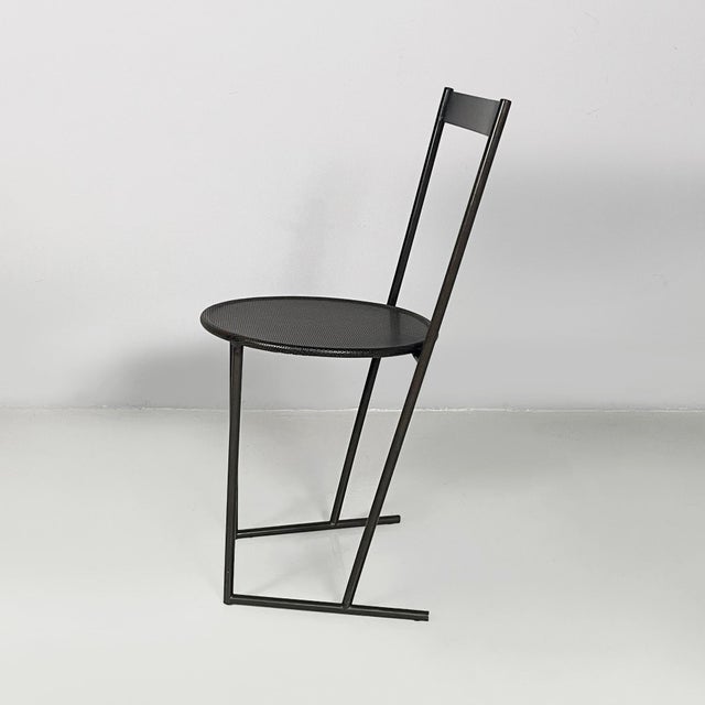 Italian Modern Black Metal Chairs by Emilio Nanni for Fly Line, 1980s, Set of 4 For Sale - Image 3 of 18