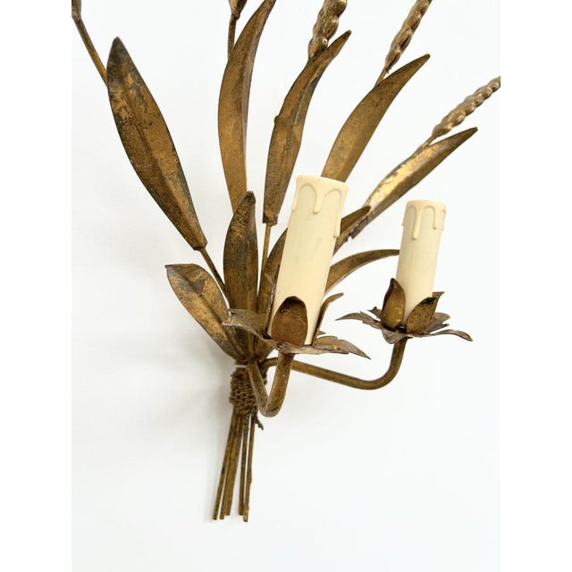 Gilt Metal Wall Sconces, 1960s, Set of 2 For Sale - Image 6 of 13