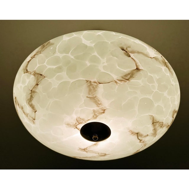 Large Art Deco Pendant Light in Green Marble Glass, 1930s For Sale - Image 16 of 18
