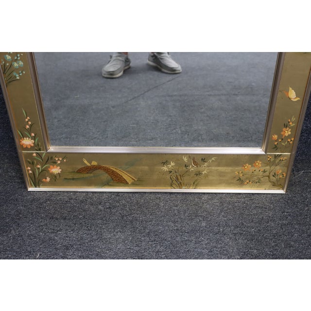 LaBarge Chinoiserie Painted Wall Mirror For Sale - Image 9 of 12
