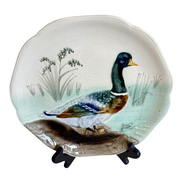 19th Century Choisy Le Roi Majolica Duck Plate For Sale