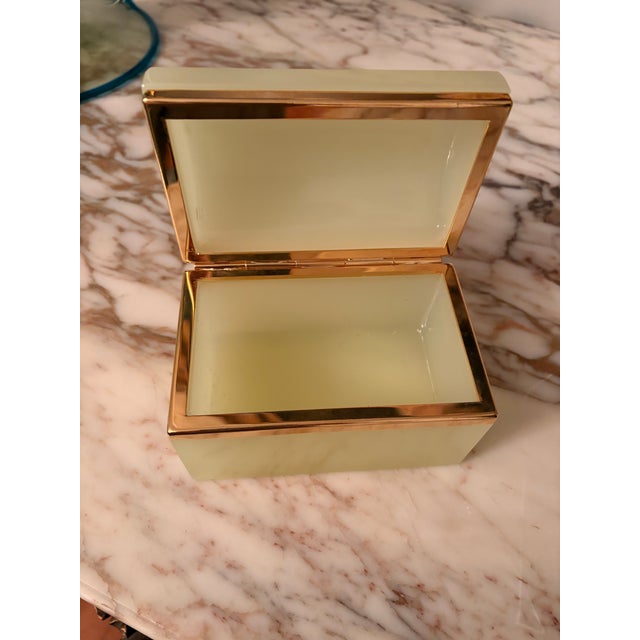 Vintage Murano Style Yellow Opaline Jewelry Casket For Sale - Image 6 of 9