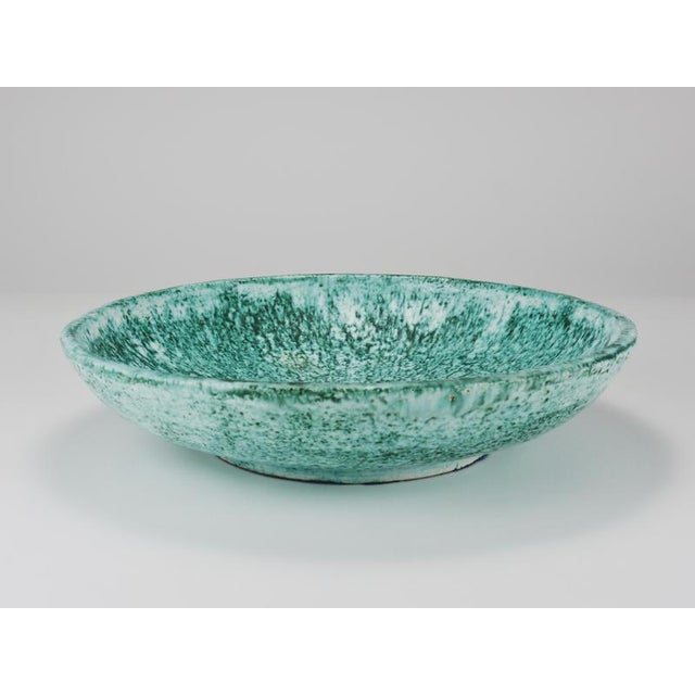 Large Turquoise Ceramic Fruit Bowl by Eva Ruffoni, Italy, 1980s For Sale - Image 6 of 18