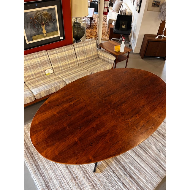 Mid-Century Modern Vintage Knoll International Oval Rosewood Dining Table With Chrome Pedestal For Sale - Image 3 of 14