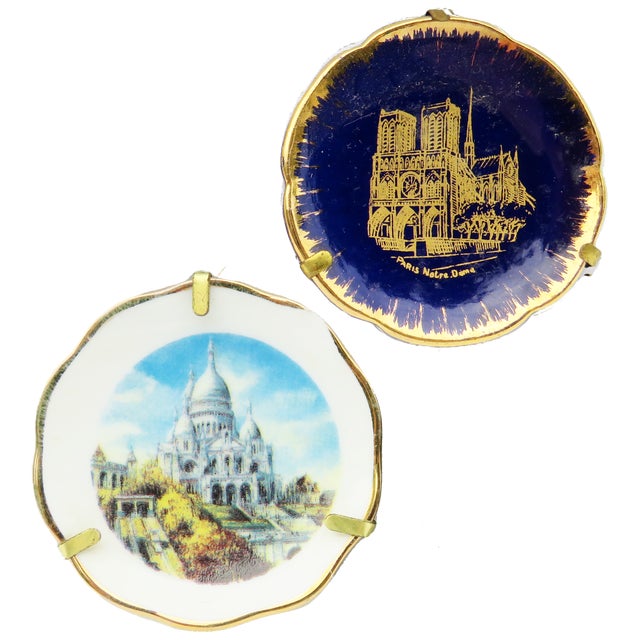 Petite Paris Limoges Porcelain Souvenir Plates, Pair For Sale