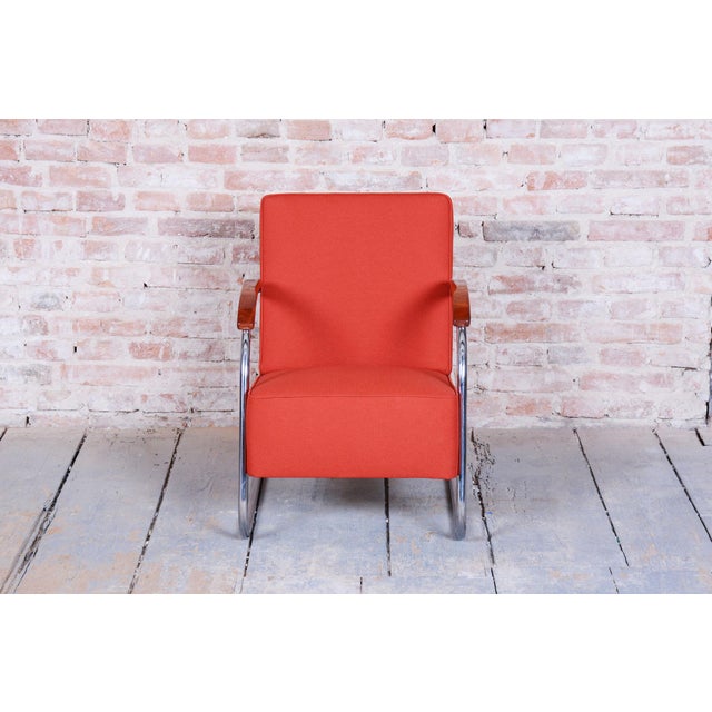 1930s Czech Bauhaus Beech and Chrome Armchair attributed to Mücke Melder, 1930s from Mücke Melder For Sale - Image 5 of 14