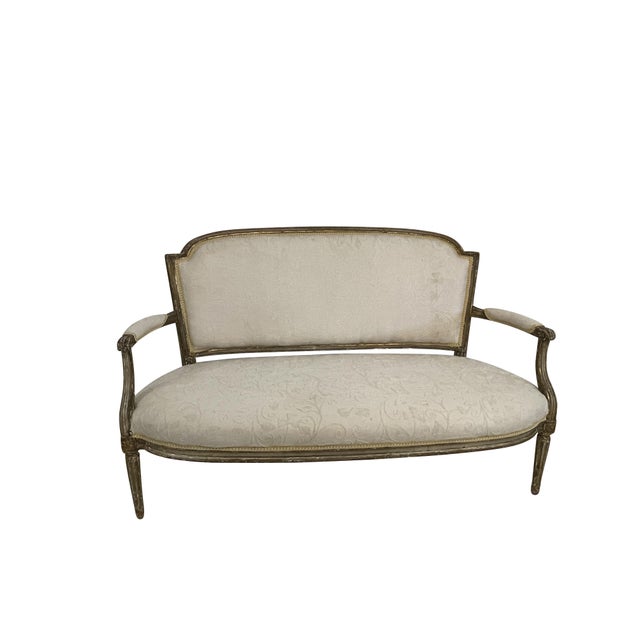 19th Century Louis XVI Style Giltwood Settee For Sale - Image 14 of 18