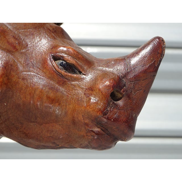 Vintage Leather Rhinoceros, India, 1950s For Sale - Image 11 of 14