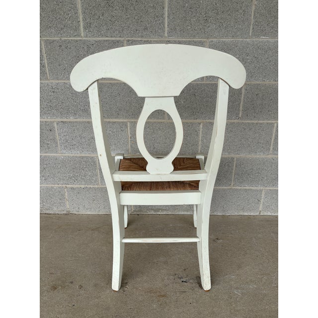 Late 20th Century Pottery Barn Napolean Cream Rush Bottom Side Chair For Sale - Image 5 of 6