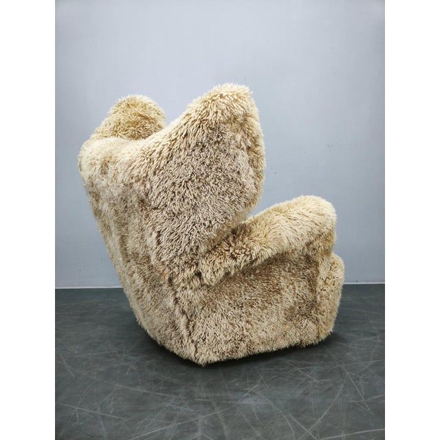 Art Deco Wingback Lounge Chair in Honey Skandilock Sheepskin, 1930s For Sale - Image 3 of 10
