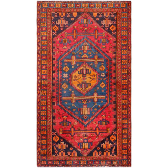 Vintage Ardabill Red/Blue Rug, 4' 1" X 7' 3" For Sale