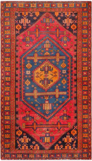 Vintage Ardabill Red/Blue Rug, 4' 1" X 7' 3"