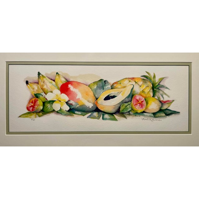 Vintage Exotic Fruits Still Life Serigraph Limited Edition 2/50 Custom Framed Aprox. dimensions: Frame: 14.5"H x 25.5"W...