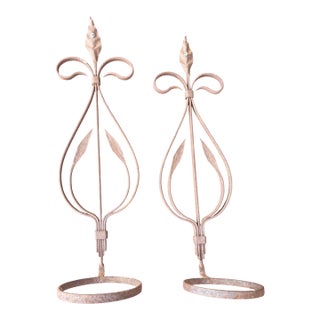 Antique Spanish Handmade Wrought Iron Pot Hanger Wall Sconces Pair 18" H 4"d For Sale