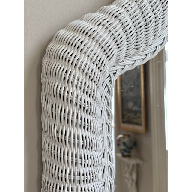 White 20th Century White Wicker Wall Mirror For Sale - Image 8 of 12