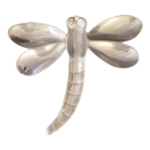 Vintage Silver Metal Dragonfly Serving Platter by Mariposa