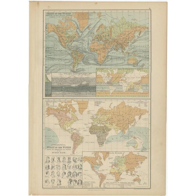 Antique Chart of the World, 1870 For Sale - Image 3 of 12