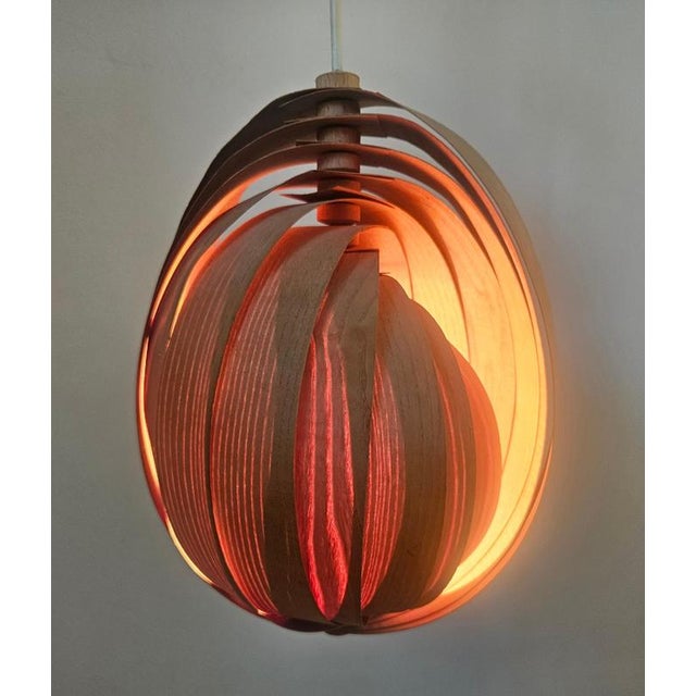 Vintage Wooden Pendant Light in the style of Hans-Agne Jakobsson, Sweden, 1960s For Sale - Image 11 of 14