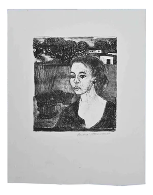 Andre Minaux, Portrait, Original Lithograph, Mid-20th-Century