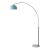 1960s Half Dome Mid Century Floor Lamp - 92" Modern Arc Lamp, Pool Blue Shade Black Nickel Finish, White Marble Base For Sale