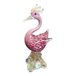 Vintage Boho Glass Bird Sculpture After Murano For Sale